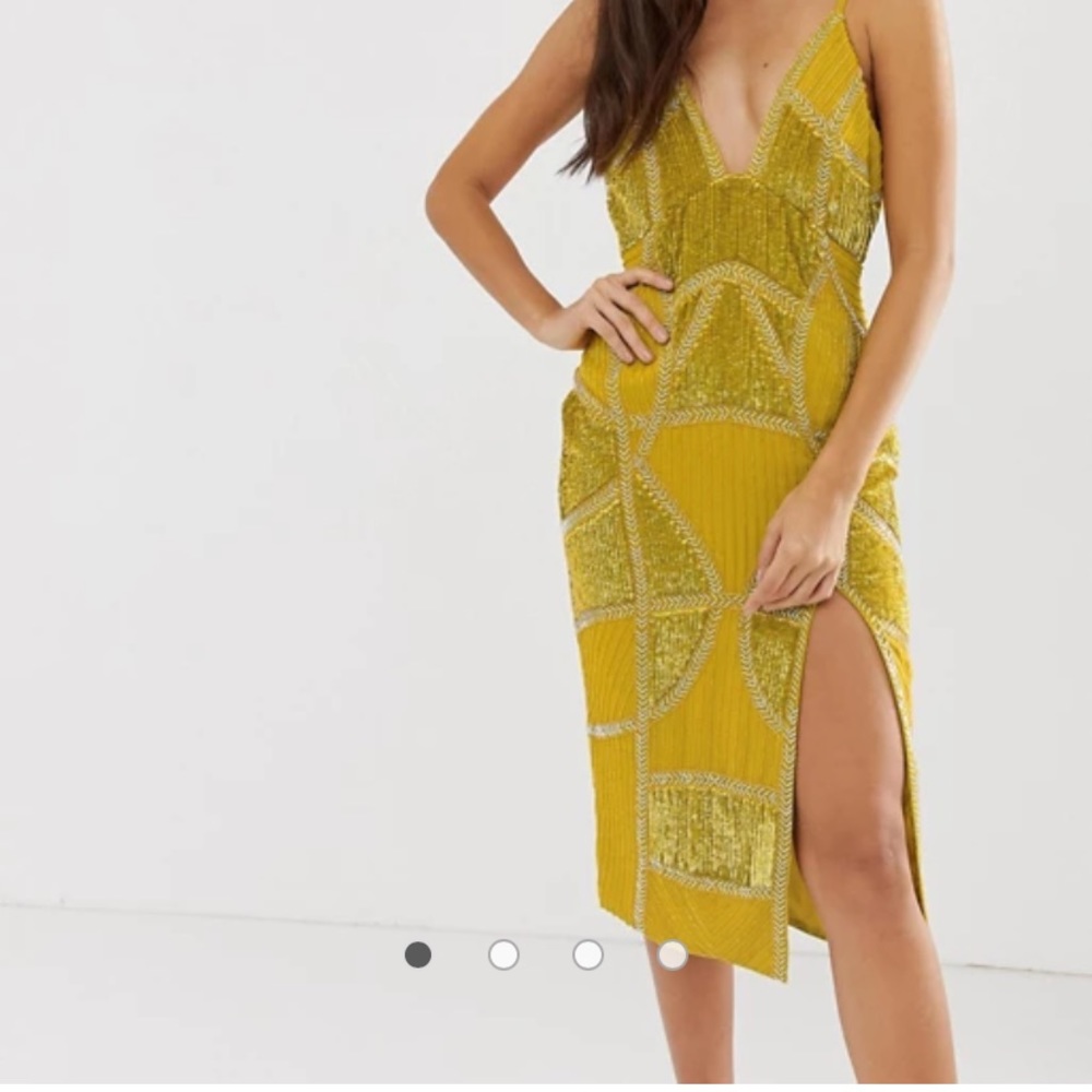 Asos Embellished yellow midi Dress- sold out